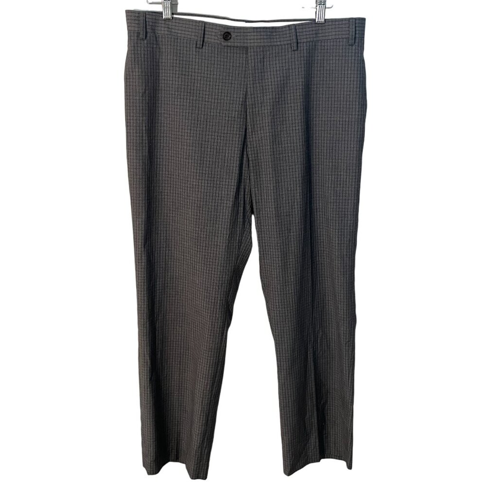Ralph Ralph Lauren Plaid Flat Front Tab Close Dress Pants Men 36x30 Gray